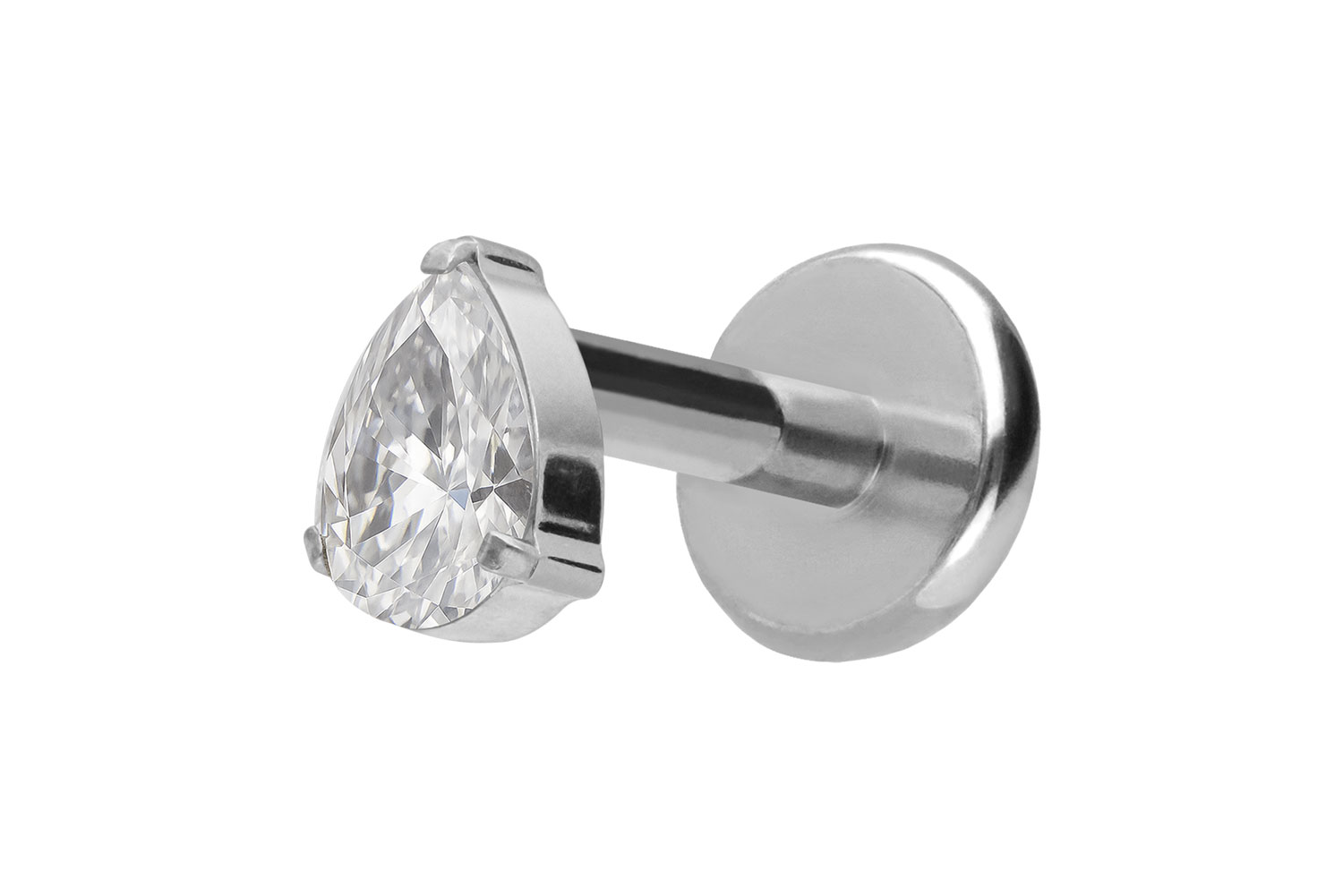 Titan Labret Piercing mit Push Fit KRISTALLTROPFEN